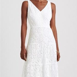 Lauren Ralph Lauren Fully Lined Tiered White Lace Maxi Dress Size 10